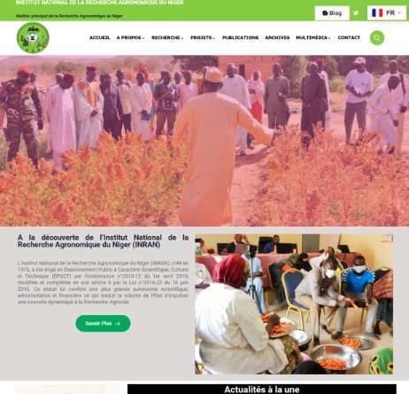 Aperçu : Site de l'Institut National de la Recherche Agronomique du Niger