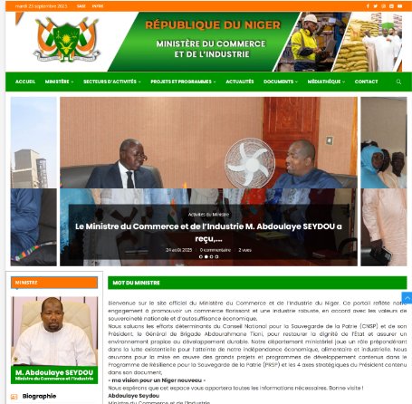 Aperçu : Site du Ministère du Commerce et de l'Industrie